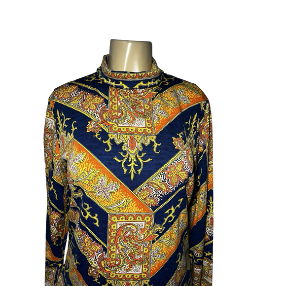 Vintage Hooper Vienna Model Shirt Womens Medium Paisley Austria 70s Blouse Retro - Picture 1 of 13